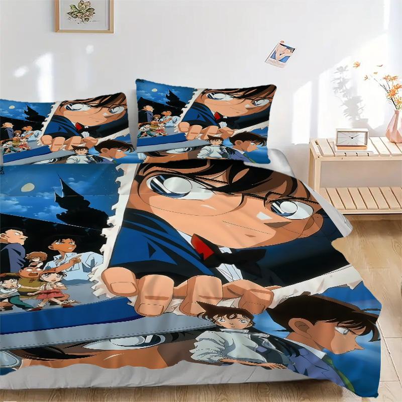 Detective Conan Mystery Print 3Pcs Bedding Setduvet Cover With 2 Bedropillowcase Home Birthday Gift
