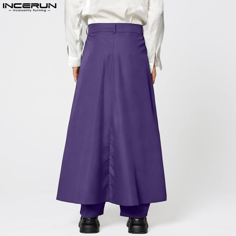 INCERUN Spring Men Zip-up Waist Double Layers Casual Long Pants Trousers
