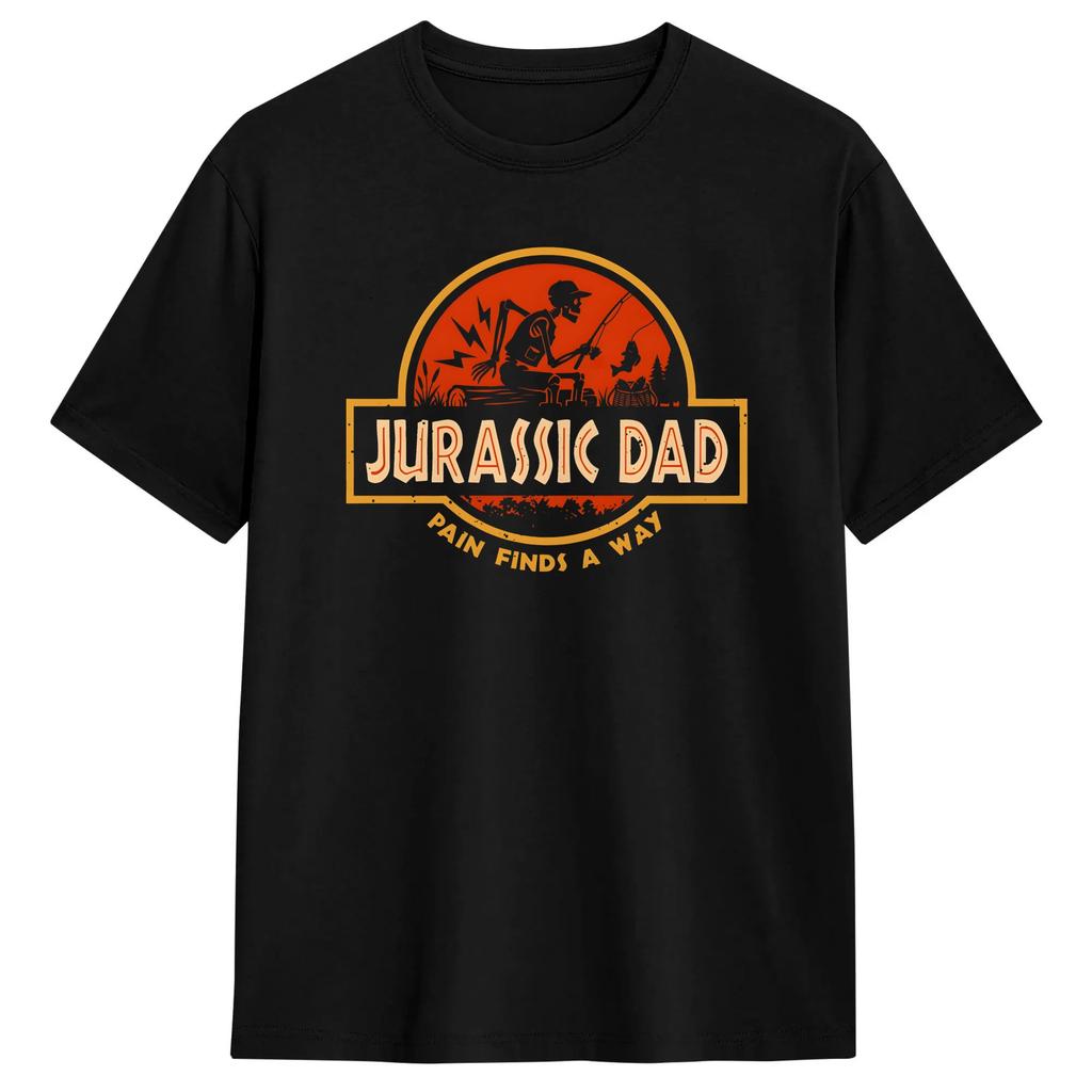 Jurassic Dad Pesca Dolore Trova un Modo Divertente Sarcastico T-shirt Scheletro Estate Harajuku T-shirt Cotone Girocollo Taglie Forti Top