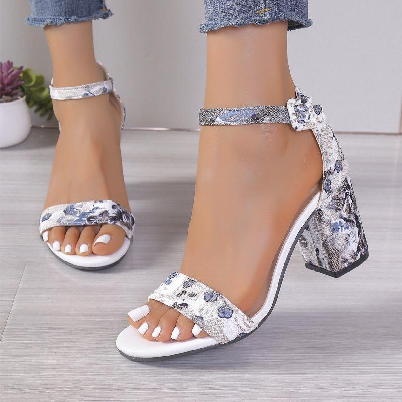 Модные женские сандалии 2025 Новые летние элегантные дизайнерские сандалии Женская мода Удобные средние блочные высокие каблуки Женская обувь Большой размер 35 3459₽