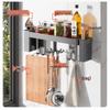 Matte Black Wall-Mounted Kitchen Organizer with Rotating Hooks