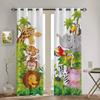 Cortinas de Animales de Dibujos Animados para Niñas Niño Bebé Animal de Safari Cortina de Ventana Fina Sala de Estar Selva León Elefante Estampado 3D Cortinas