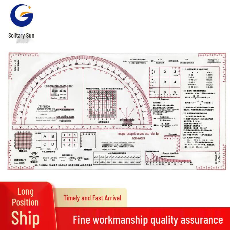Military Geographic Coordinate Map Reading Ruler
