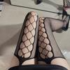Black Red Sexy Ultra Thin Fishing Net Stockings Lolita Lace Thread Hollow Tights Hole Pantyhose Y2K Easy Tear Legging Stockings