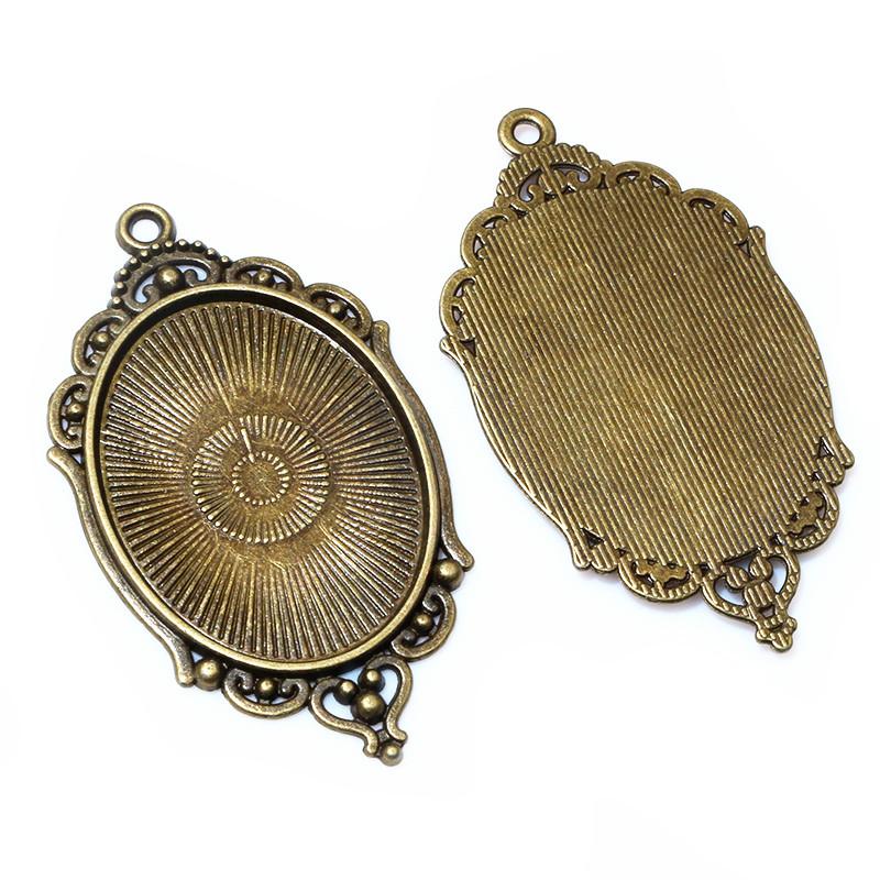 

5pcs 30x40mm Inner Size Bronze Antique Silver Plated Pendant Cabochon Blank Base Setting DIY Jewelry Making Accessories Findings бронзовый