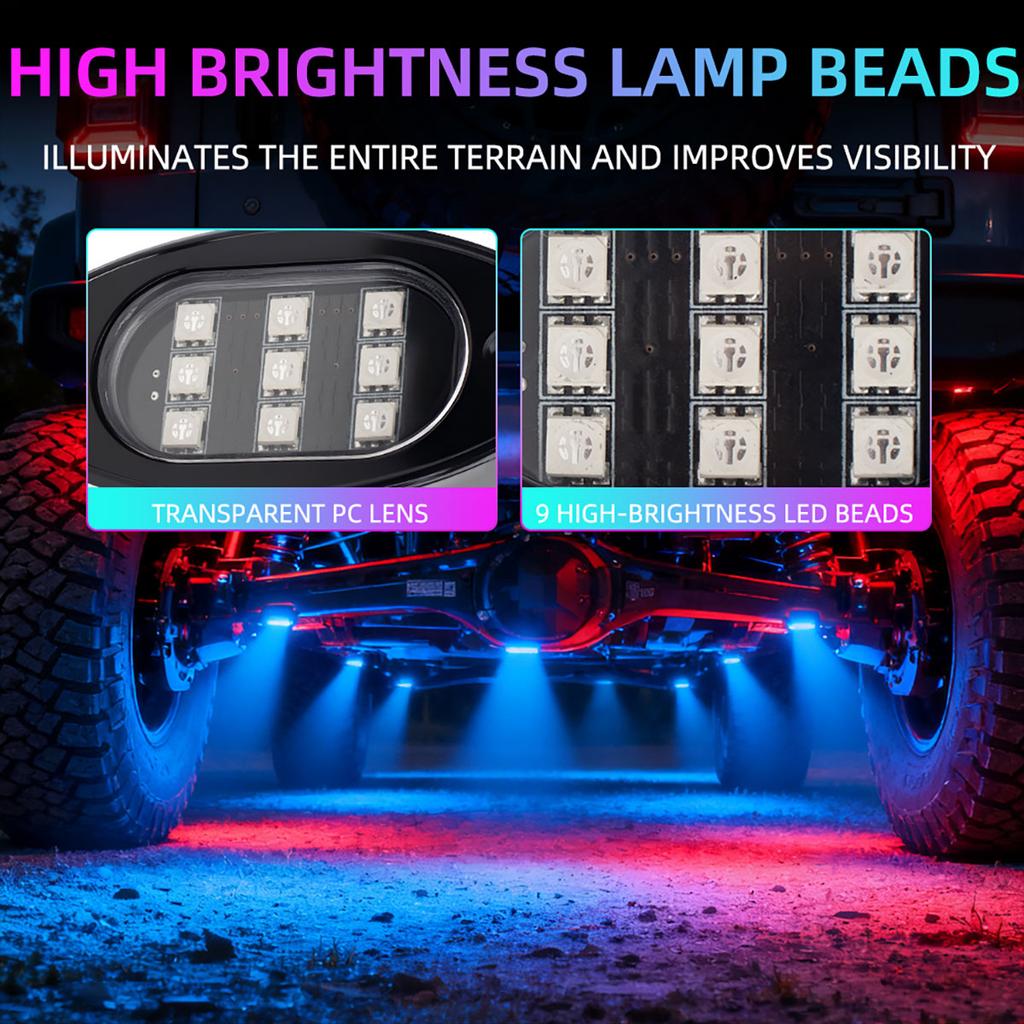 LED Chassis Ambient Light Car Environment Lamp Neon Rock Light APP Control Music Decorating for Pickup Off Road Jeep Vehicle SUV