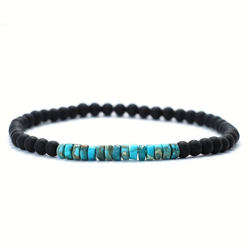 Men's Blue Emperor Stone Matte Bead Bracelet, Fashion DIY Stone Bracelet for Daily Wear Gift Giving