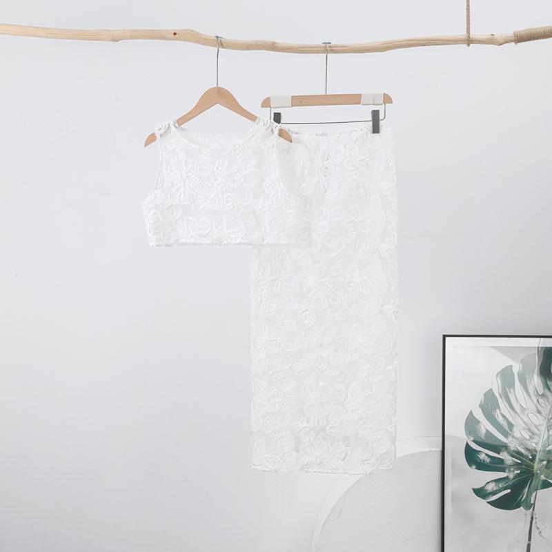 

Белый 3D Цветочный Длинный Юбочный Комплект Женский Без Рукавов О-образный Вырез Укороченный Топ Низкая Талия Макси Юбки 2025 Лето Леди 2 Предмета Пляжные Наряды L белый