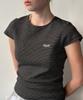 SINOON Stripe Cap Sleeve T-Shirt (Black)