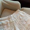Women's Lace Hollow-Out A-Line High Waist Wide-Leg Three-Quarter Sports Shorts - Summer Anti-Exposure Style