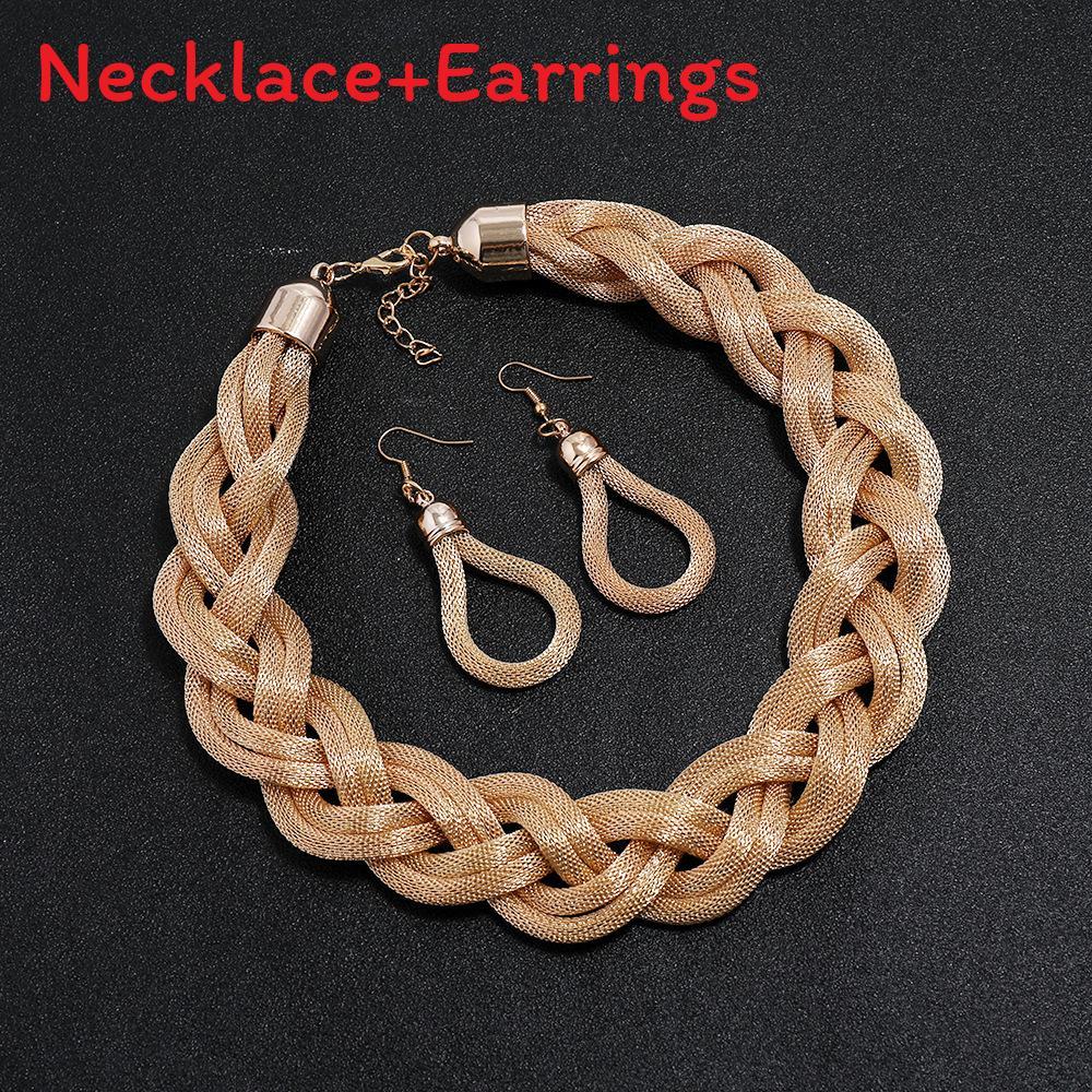 Style Necklace European And Earrings Jewelry Set With Geometric Design For Women