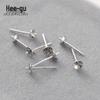 Xigu S925 Silver Bowl Needle Ear Studs DIY Jewelry Accessories