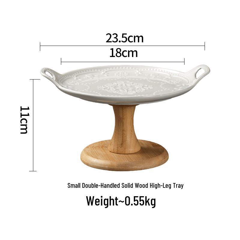 Ceramic Cake Stand with High Foot, Glass Cover & Dessert Plate