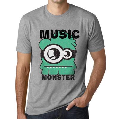 T-shirt Vintage homme T-shirt graphique musique monstre gris chiné