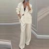 Autumn New Women's Clothing Set - Elegant Long Sleeve Jacket with Wide Leg Pants and Suit Trousers