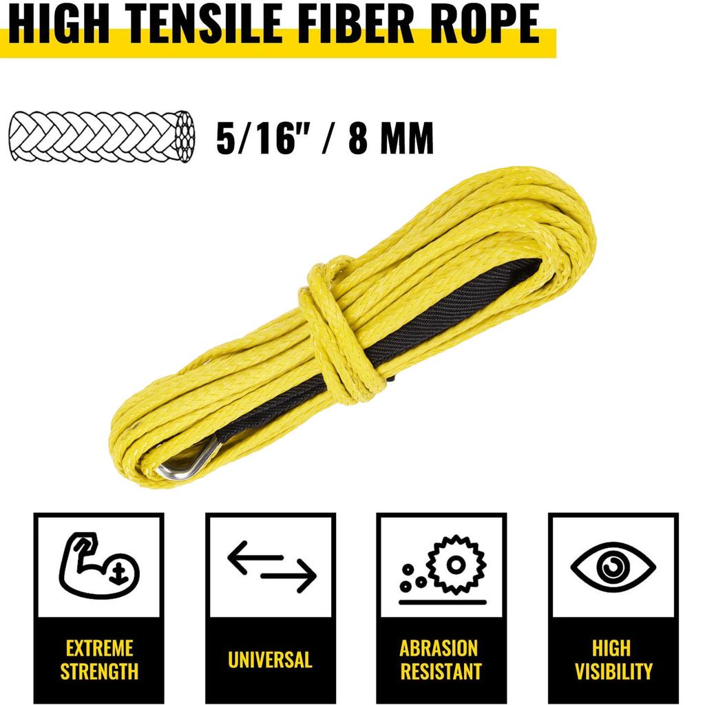 15M Synthetic Rope 7700LBS Winch Cable Nylon Replacement for   SUV Truck ATV UTV