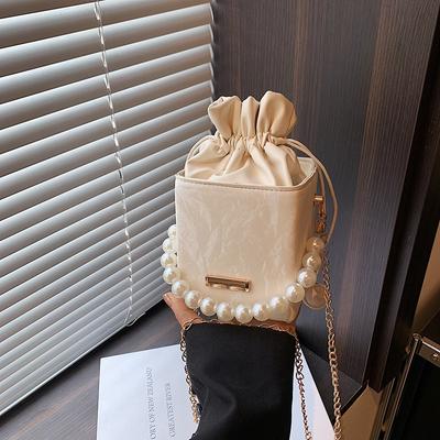 Summer Small Bag New Casual and Beautiful Bucket Bag Casual Simple Messenger Bag Pearl Portable Women's Bag