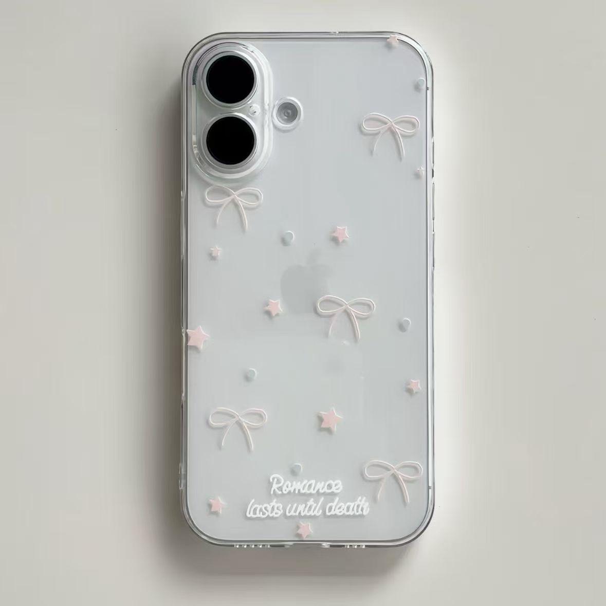 

Розовый Звездный Бант Мультяшный Мягкий Чехол для Телефона для Apple 17/16/15/14/11 XS/XR/Pro Max Apple 16 Pro Max