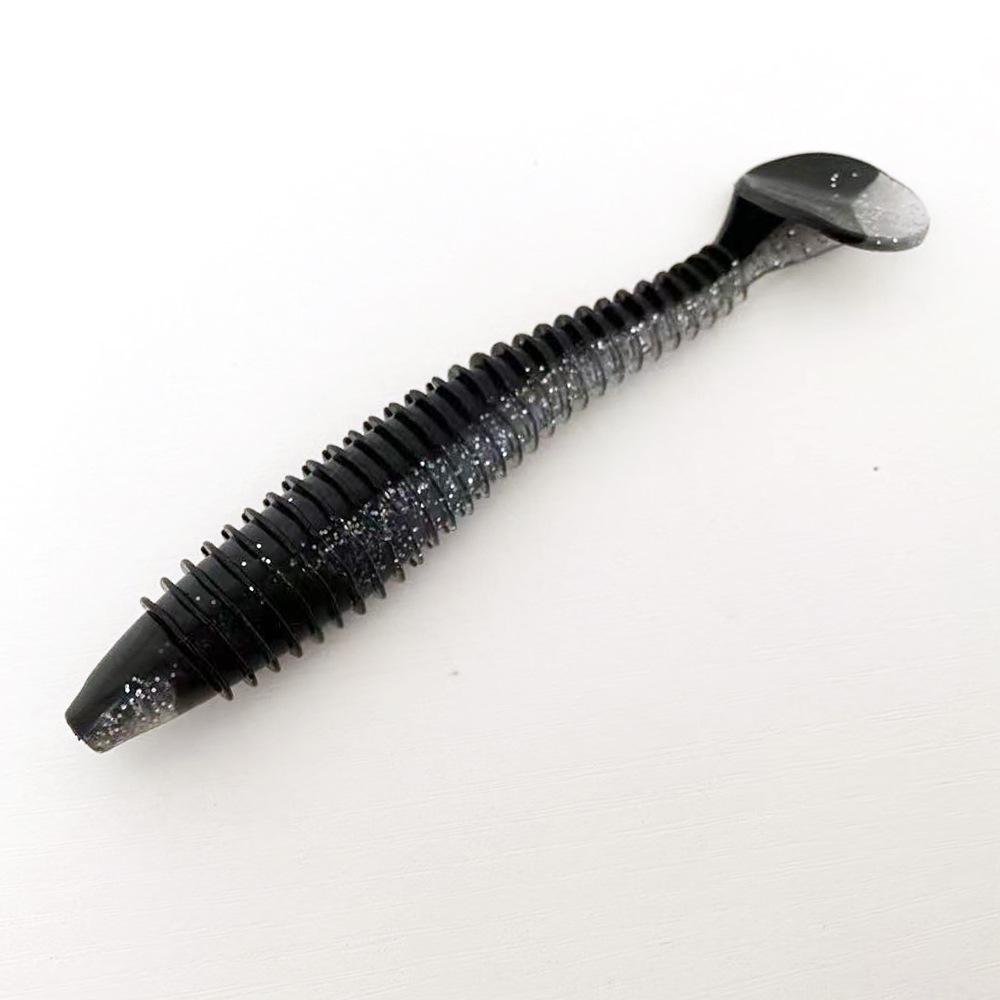 12cm Two-Color Threaded T-Tail Sinking Soft Lure for Sea and Boat Fishing