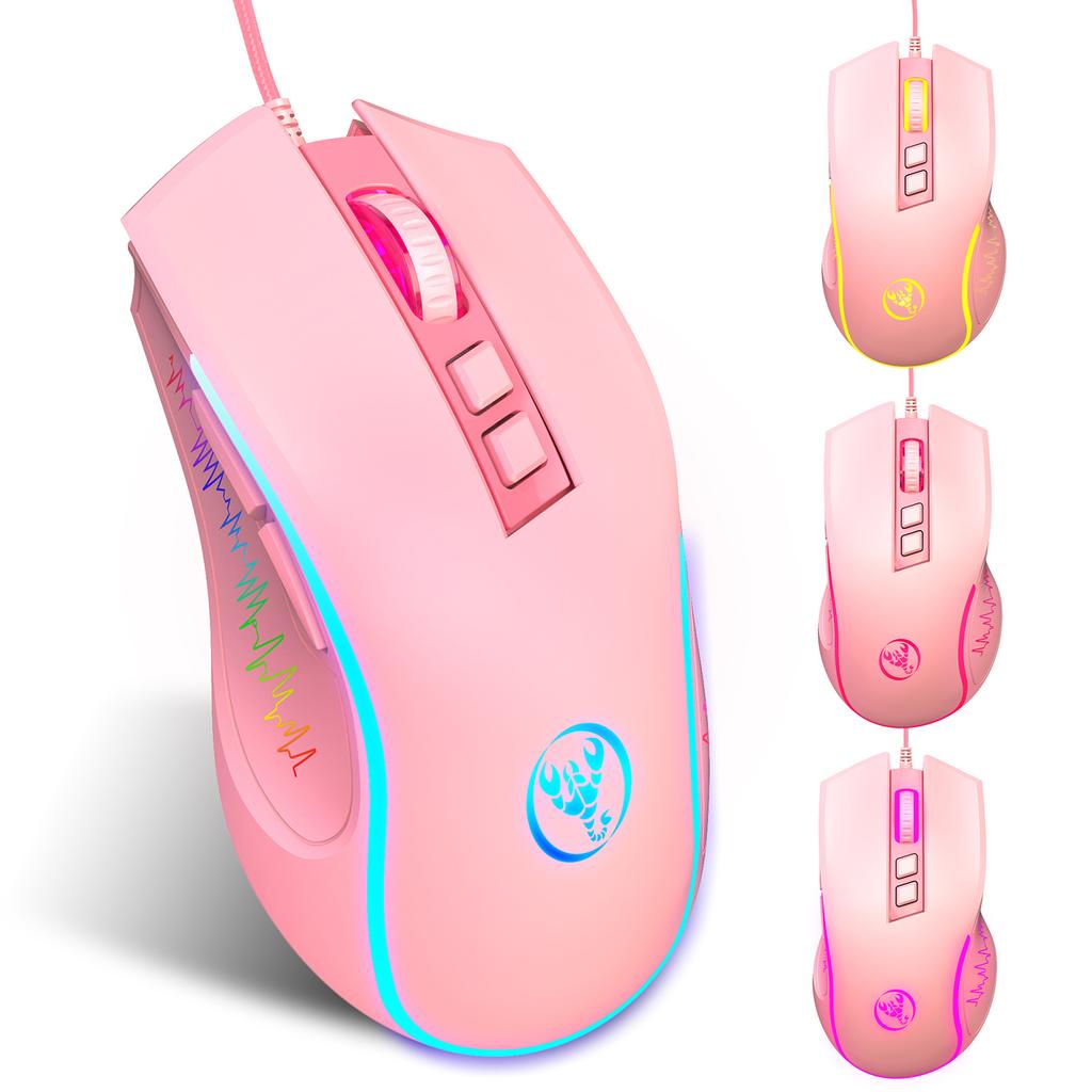 HXSJ X100 Wired Gaming Mouse Ergonomic Gaming Office Mouse 7-color Breathing Light Effect 4-gear