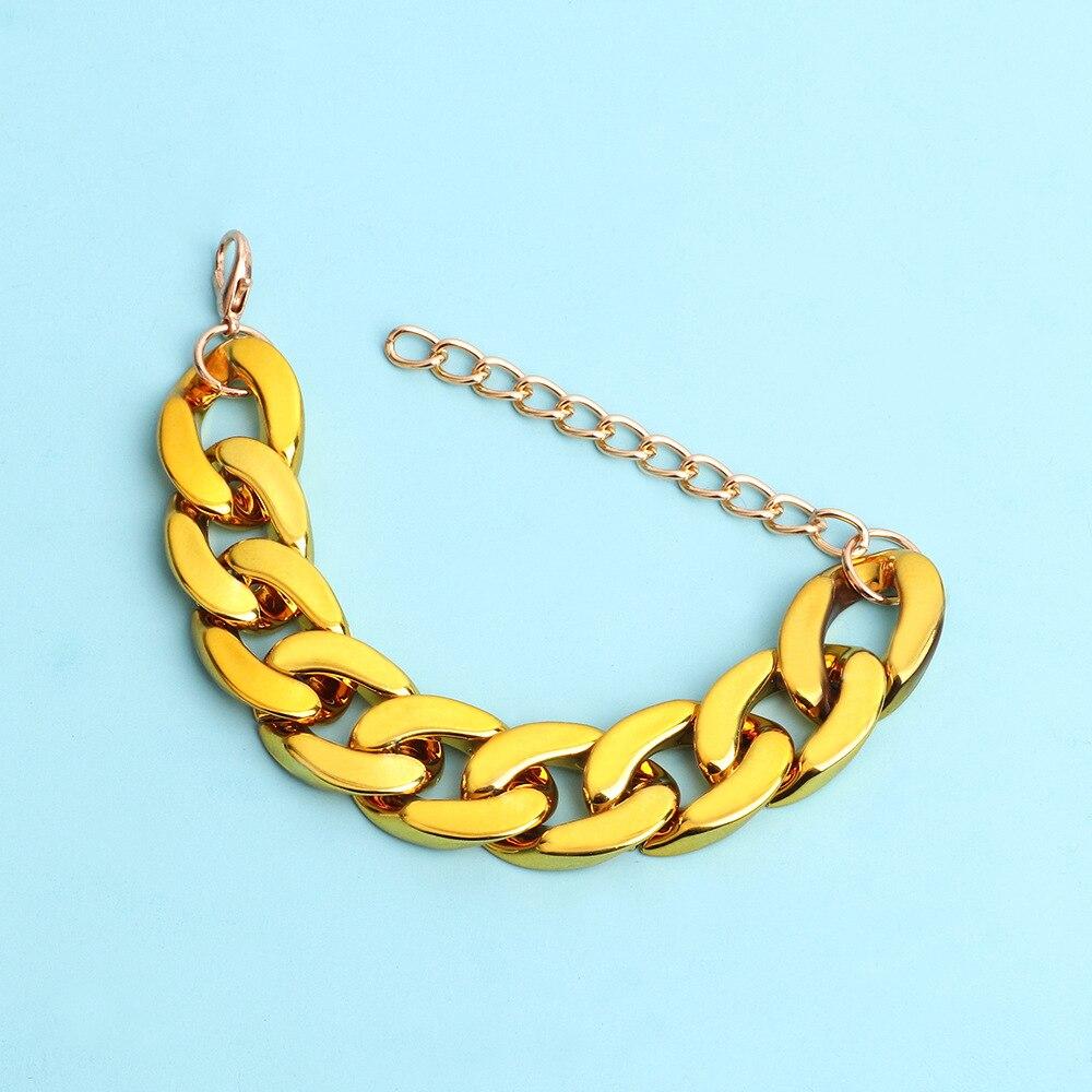 Pinkdudu Modna tęcza kolorowa bransoletka akrylowa osobowość projekt wielokolorowy łańcuszek z wtyczką bransoletka z klamrą dla kobiet prezenty PD1167