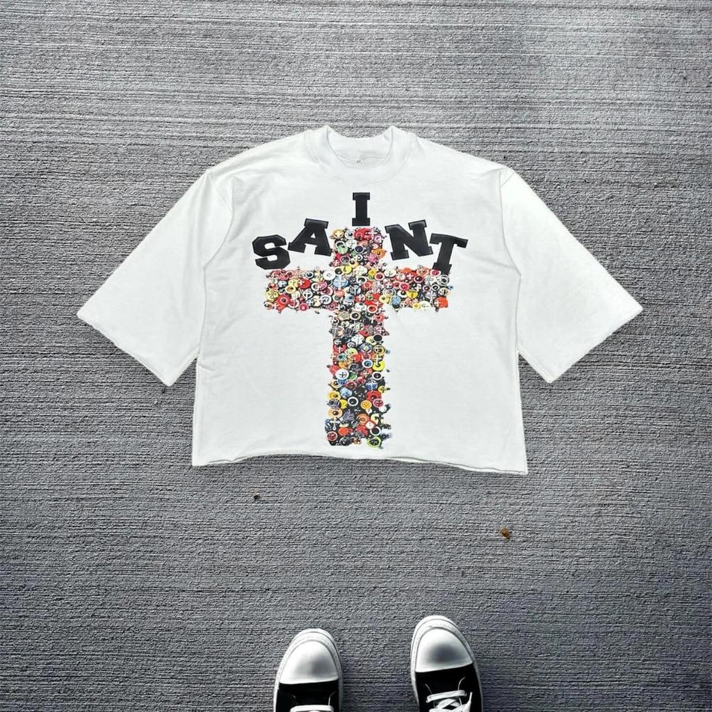 Harajuku Grafikdruck Übergroßes T-Shirt Goth Casual Baumwolle Kurzarm Tops