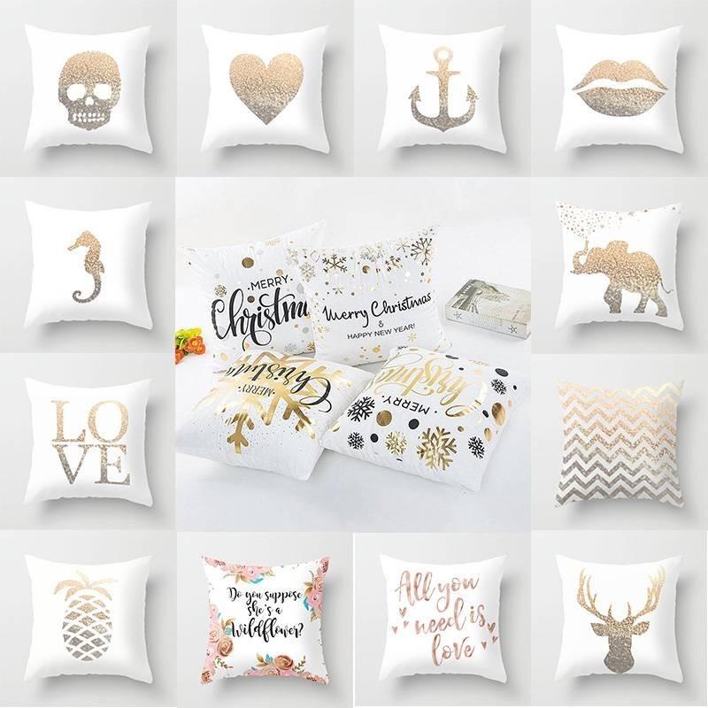 Modern Minimalist Cotton Cartoon Letter Cushion Cover Soft Peach Skin Plush Pillow Cover