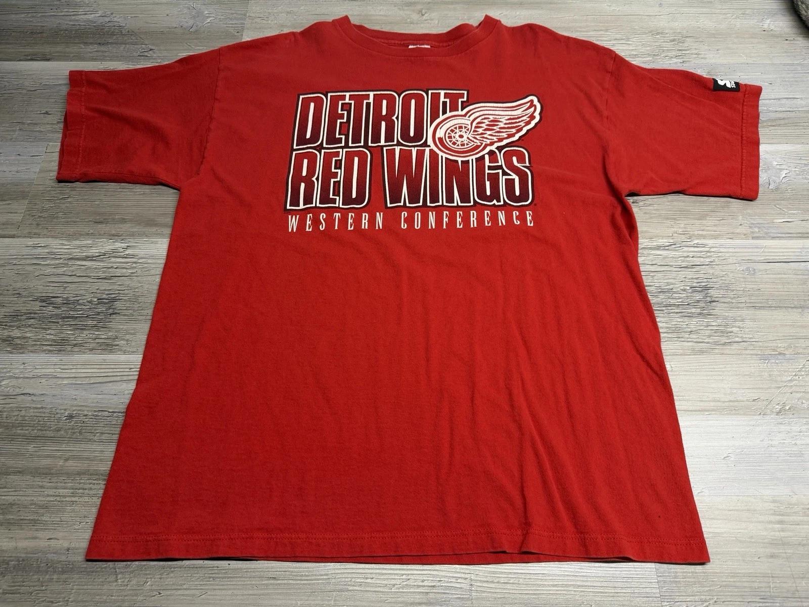 Винтажная футболка Detroit Red Wings Starter Мужская Размер L Сделано в США Хоккейная футболка НХЛ 4XL