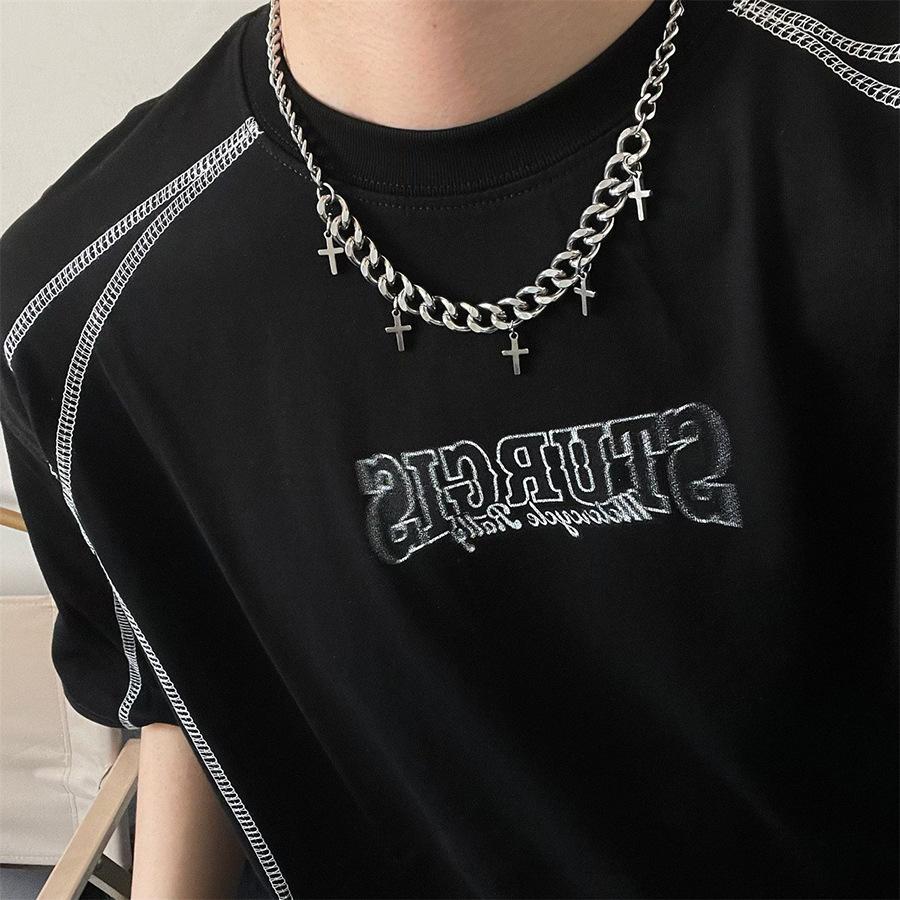 Stainless Steel Cross Pendant Bracelet for Men Women Cuban Chain Punk Hiphop Male Waterproof Jewelry Accessories Gifts Wholesale