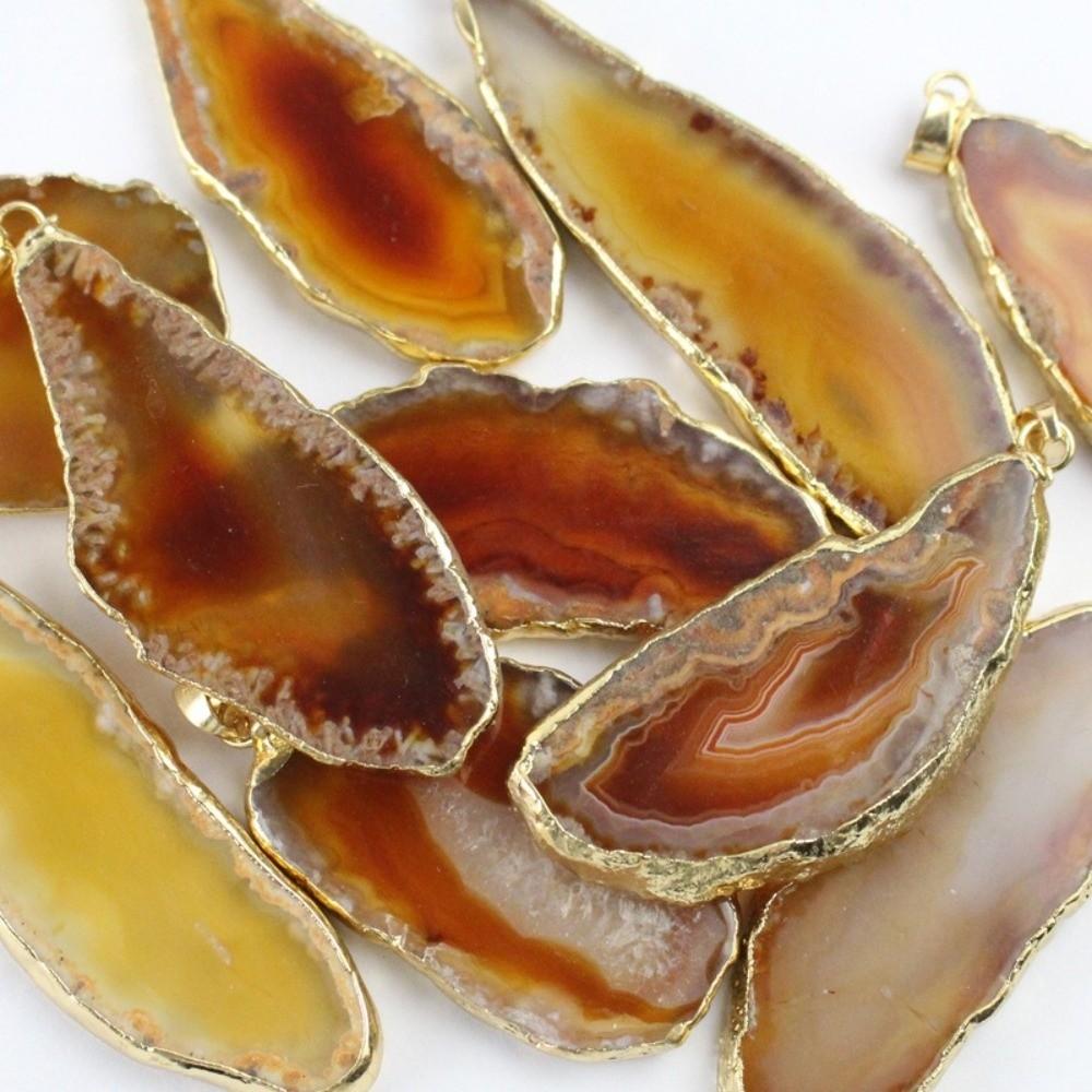 60*40mm Druzy Agate Pendant Handmade Polished Crystal Slice Irregular Agate Geode  Gift Giving