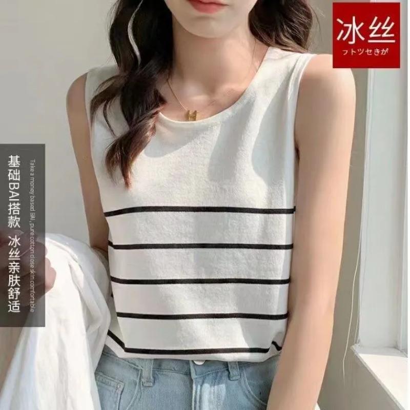 Women's Striped Tank Top Sleeveless Knit Casual Vest
