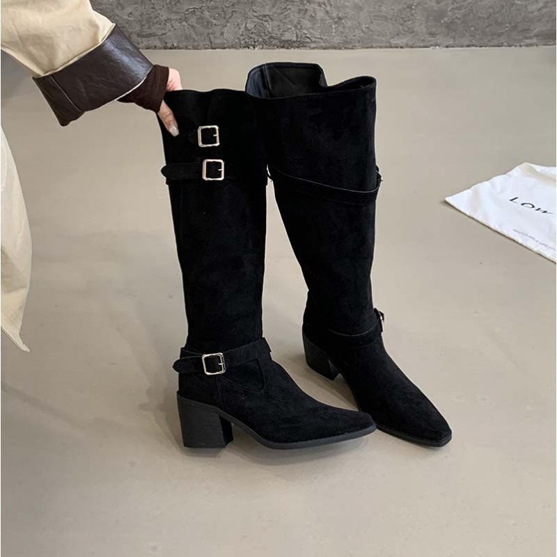 

Over Knee Boots Women s Thick Heel Boots Autumn/Winter 2025 Thighs Boots French High Heel Pleated Pile Boots 40 хакі
