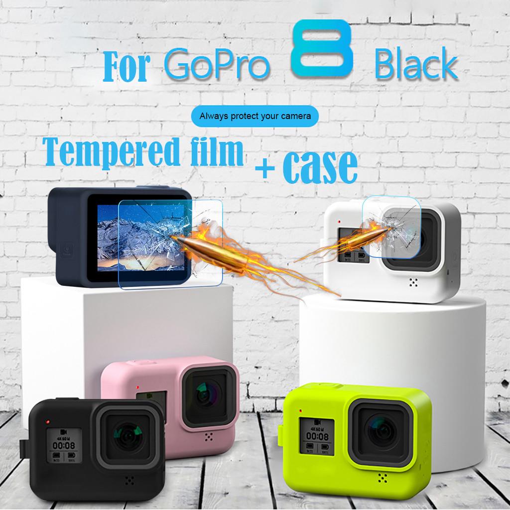 

Мягкий силиконовый защитный чехол + закаленная пленка для Go-pro 8 Black белый