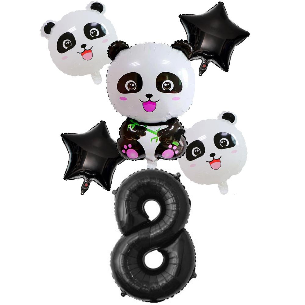 Xiaohongshu Panda Balloon Cute Panda 1-10 Birthday Party Decoration Arrangement Aluminum Film Balloon