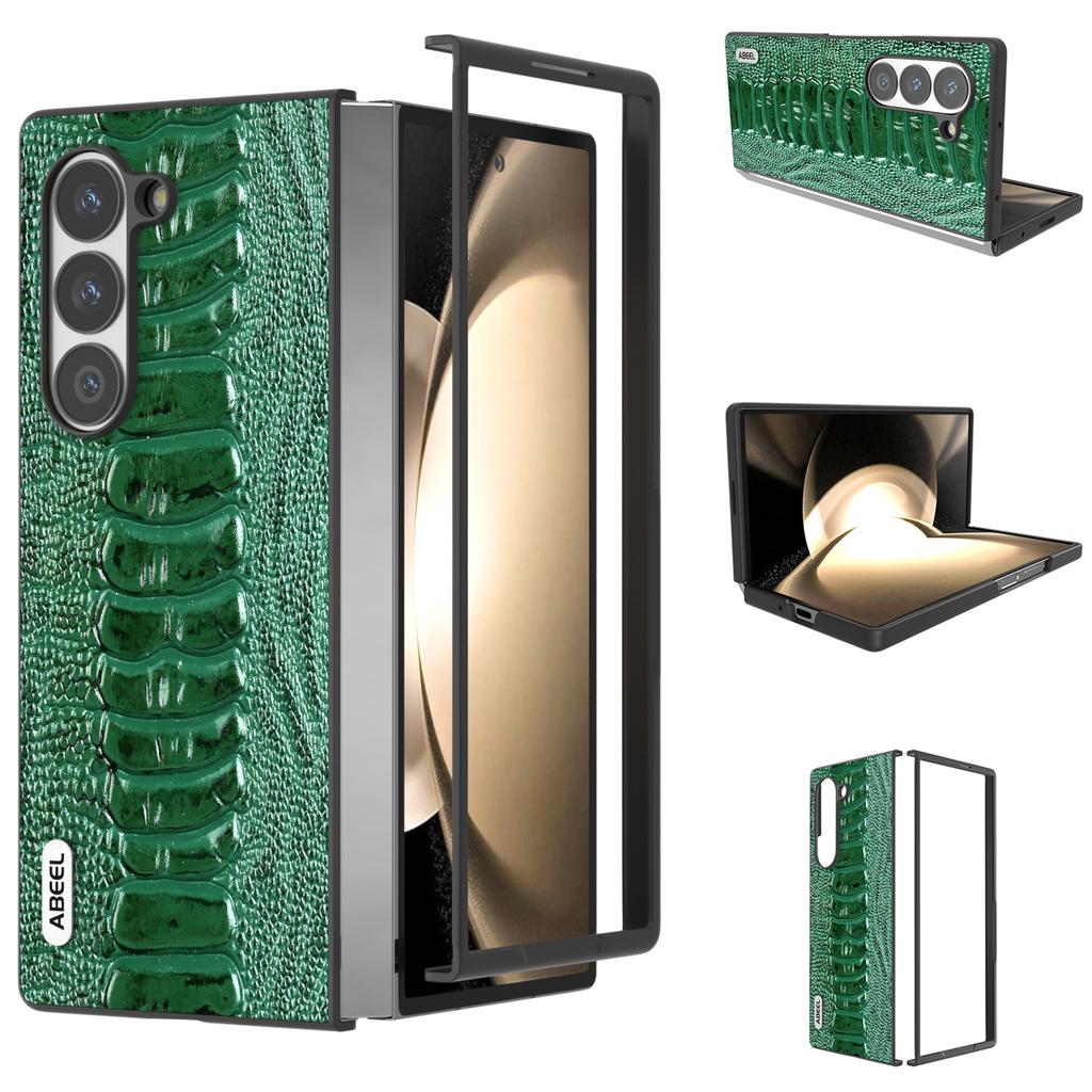 Für Samsung Galaxy Z Fold6 5G Hülle Krokodiltextur Echtes Rindsleder Rückseite