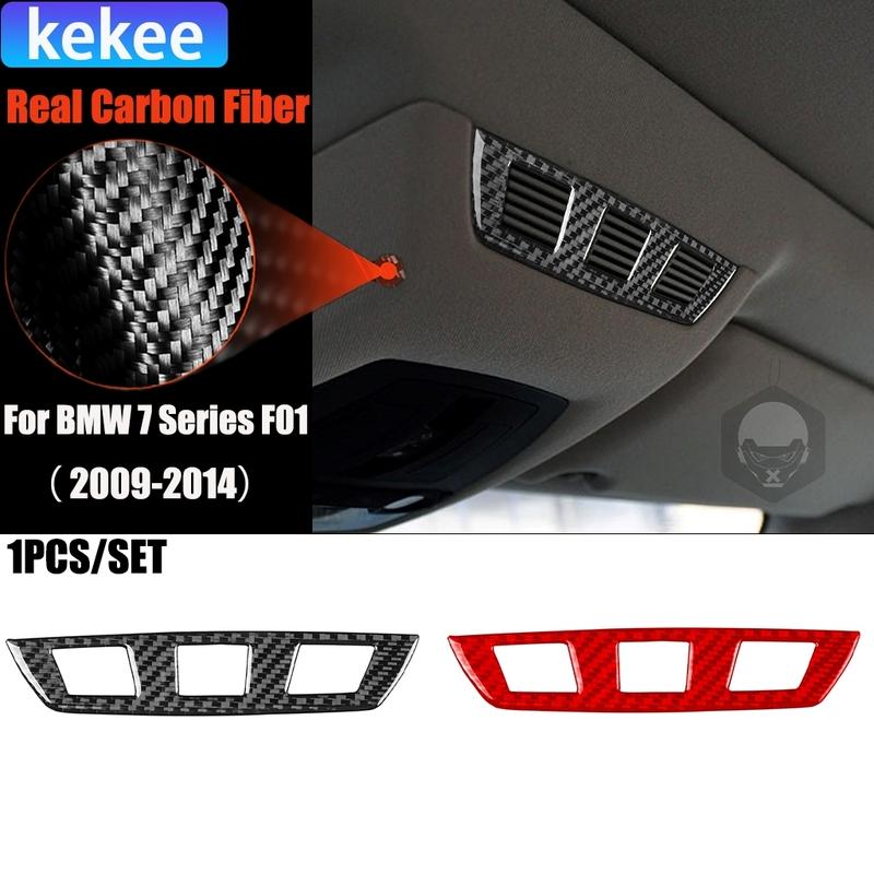 Carbon Fiber Car Accessories Front Roof Air Vent Interior Trim Cover Soft Sticker For BMW 7 Series F01 730li 740li 750li 2009-14
