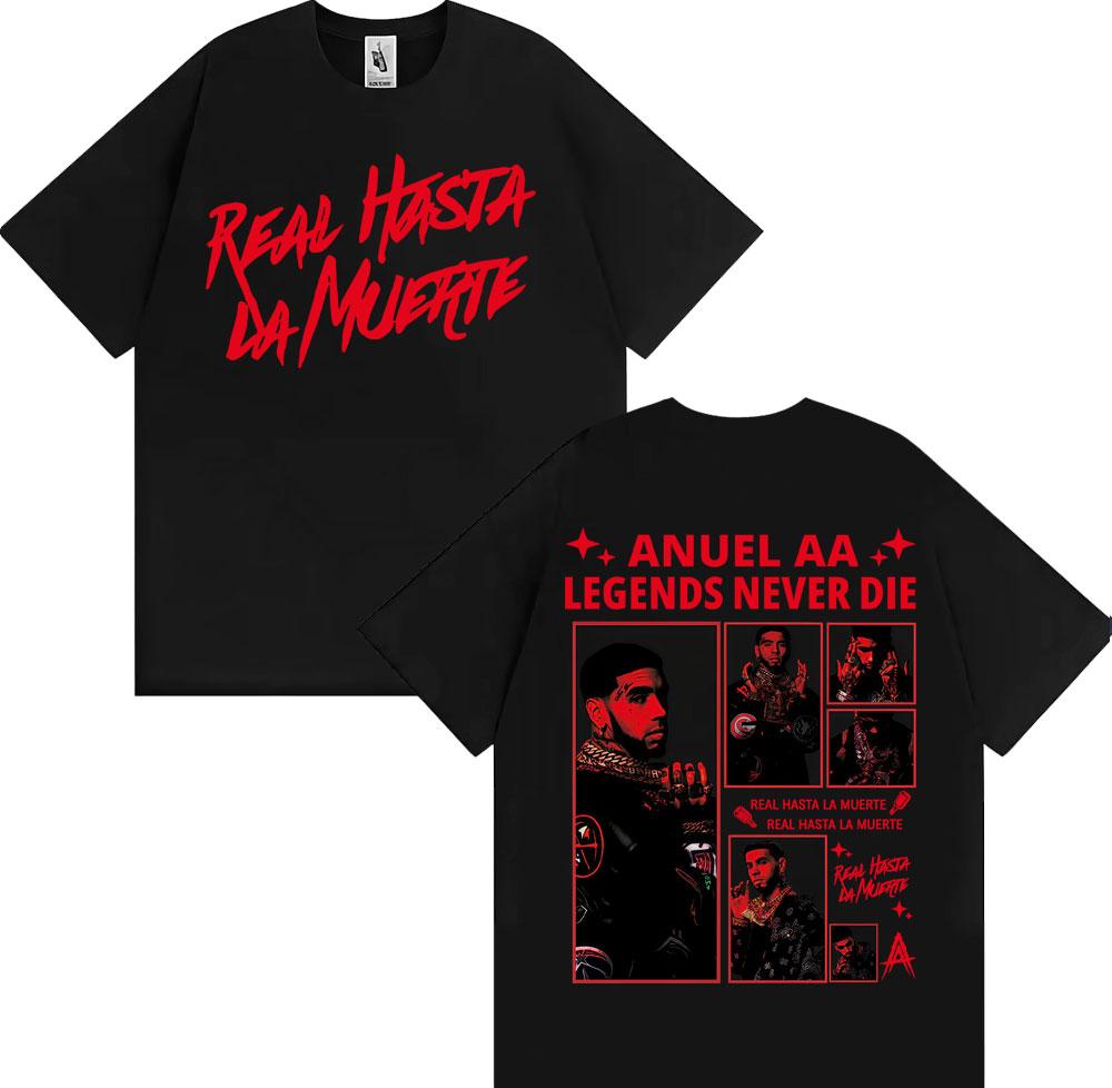 Anuel AA Rhlm 2 Real Hasta La Muerte Tričko Pánské Oblečení Harajuku Gotické Vintage Trička 100% Bavlna Oversized Tričko