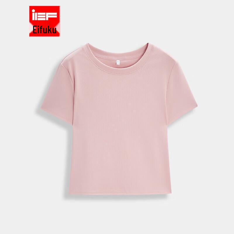 IEF Women s 2026 Summer Solid Color Round Neck T-shirt L