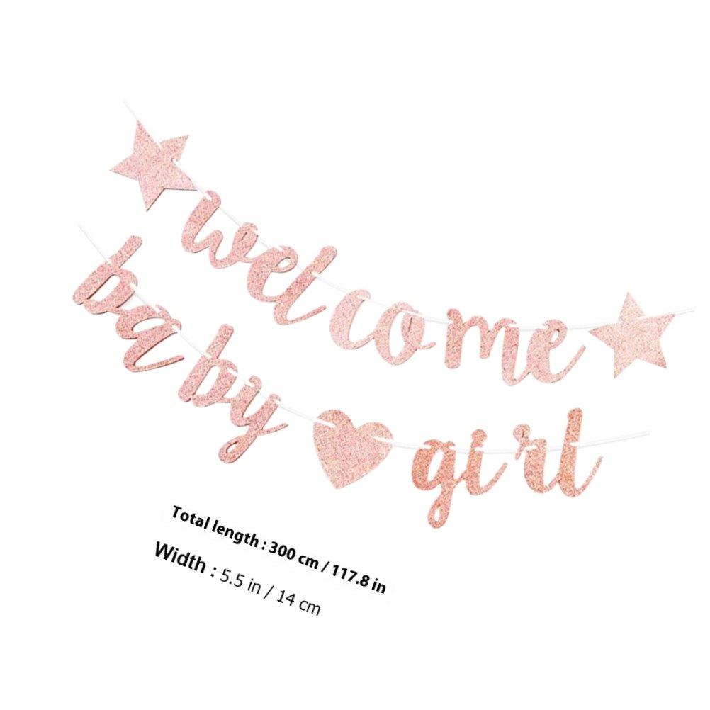 Welcome Baby Banner Glitter Paper Gender Reveal Party Decoration Hanging Flag Baby Shower Birthday Party Supply