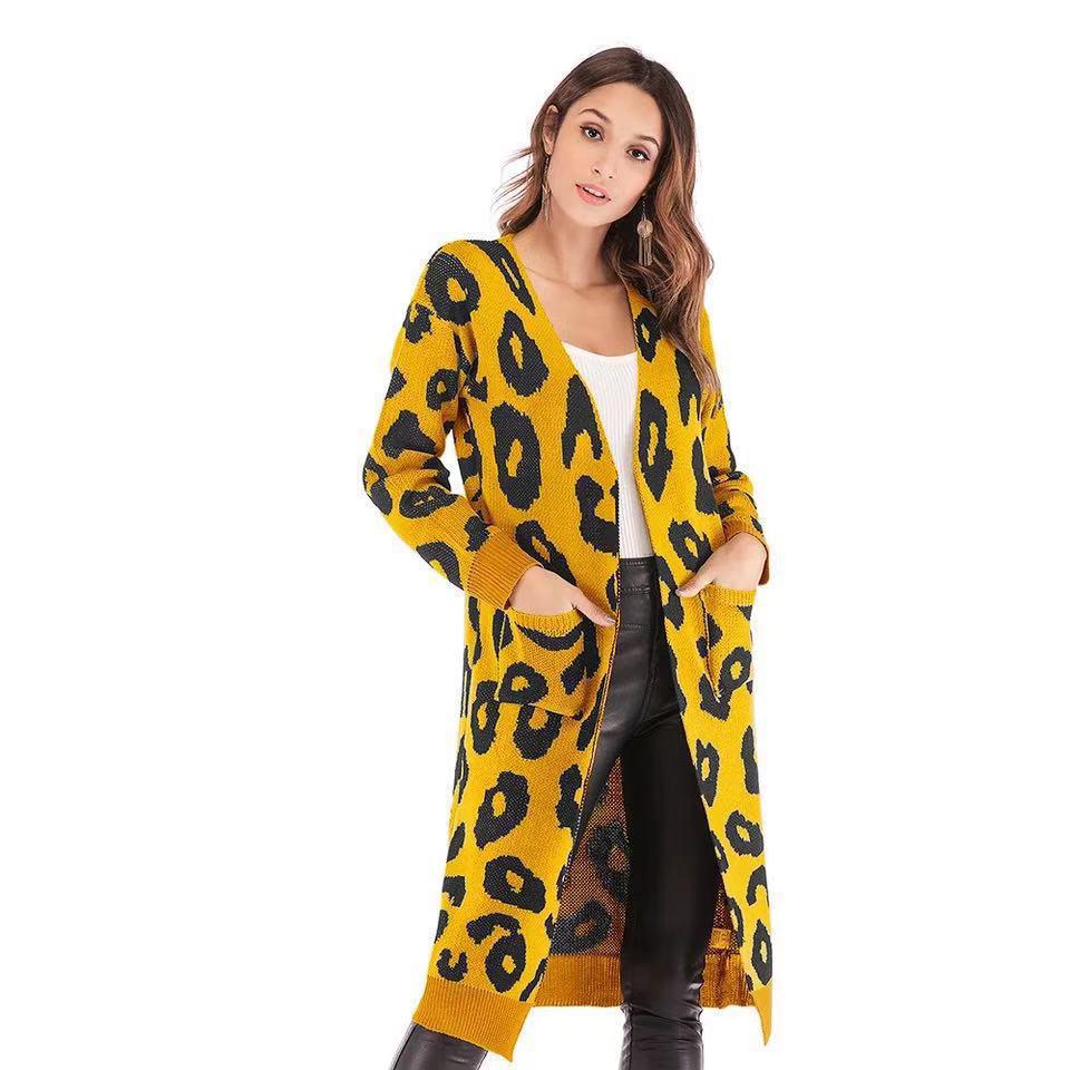 2026 Autumn Leopard Print Open-Front Knitwear Cardigan for Women - European & American Style