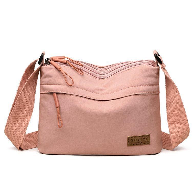 Xianyi01 Dames Casual Crossbody Tassen Nylon Stof Multi Zakken Kleine Capaciteit Hobo Schoudertas Lente Laatste Mode Messenger Bag roze