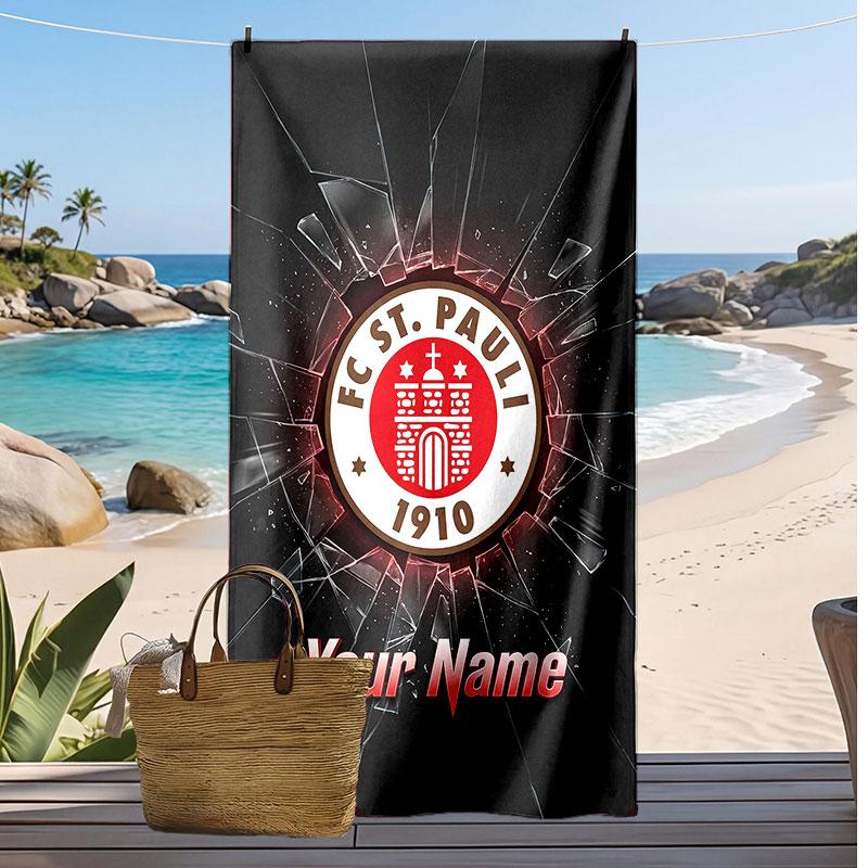 FC St. Asciugamano da Spiaggia Stampato Personalizzato Pauli Logo Calcio Supporto Nome Personalizzato Testo Asciugamano Assorbente Per Sport Viaggio Regalo Speciale