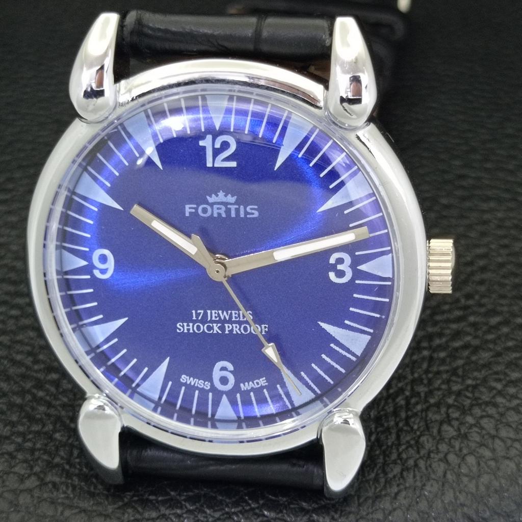 HAND-WINDING SWISS MENS VINTAGE REFURBISHED BLUE COLOR DIAL WATCH A700841-5 R205a-a700841