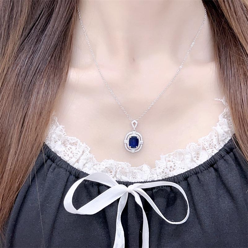 Elegant Sapphire & Tanzanite Pendant Necklace for Women - High-End Design & Versatile Clavicle Jewelry
