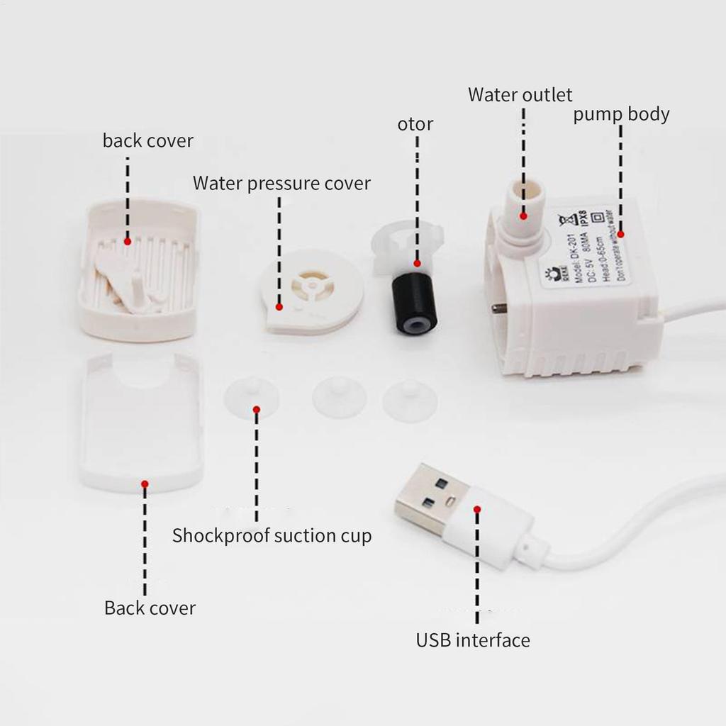 Pet Water Fountain Pump Automatic Water Fountain Pump Portable Submersible Motor With Light Multifunctional Pets Accessories For