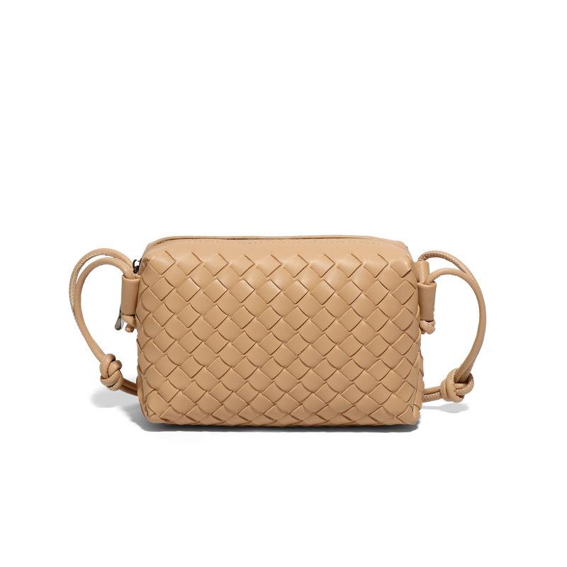 Solid Color Woven Shoulder Bag Fashion Trend Small Square Bag Small Large Capacity Oblique Span Women's Bag