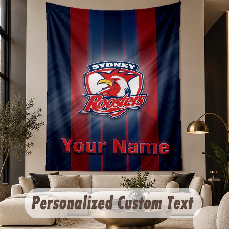 Custom Text Tapestry Sydney Roosters Print Wall Tapestry Indoor Living Room Wall Decor