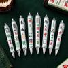 Værelsesvigtigt Skriveværktøj 8 Stk Kuglepenne, Kinesisk Mahjong Udtrækkelig Rullehjul Fin Spids Gave til Entusiaster Glat Gel Blæk