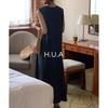 [H.U.A] ladies one piece maxi dress long dress maxi dress large size Yuttari dress a line body shape cover resort spring summer black