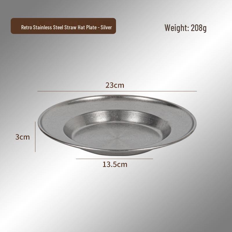 Retro Gold Stainless Steel Western Style Multi-Purpose Plate: Perfect for Pasta, Lobster, Dessert, Snacks, and Dim Sum